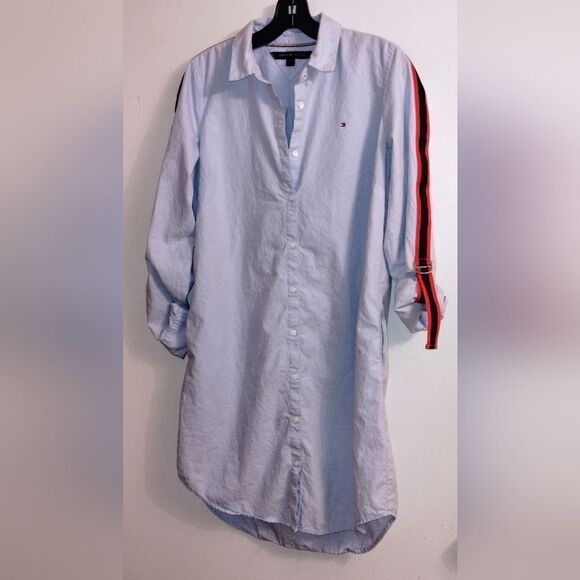 Tommy Hilfiger Jean Shirt Dress with Role Tab Sleeves - Picture 3 of 10